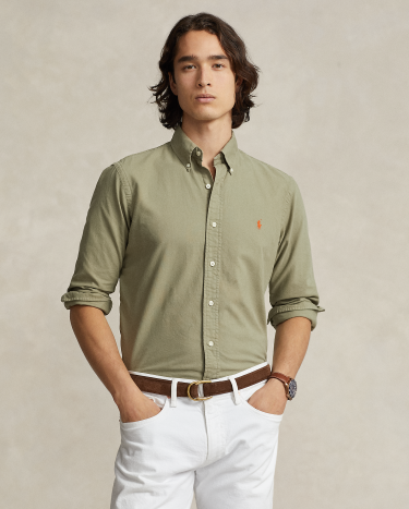 Classic Fit Garment Dyed Oxford Shirt in Green Ralph Lauren HK