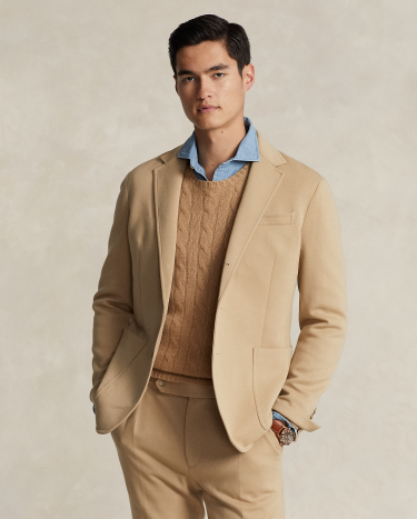 Polo Soft Modern Double Knit Suit Jacket in Khaki Ralph Lauren HK