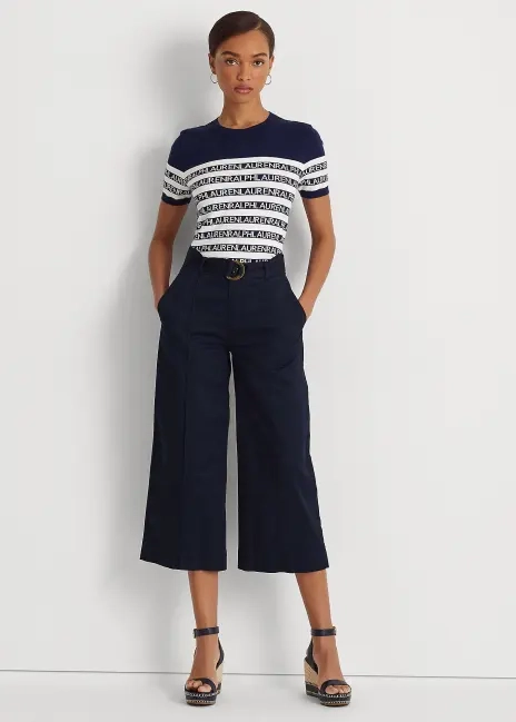 Ralph Lauren Micro-Sanded Twill Belted Wide-Leg Pant
