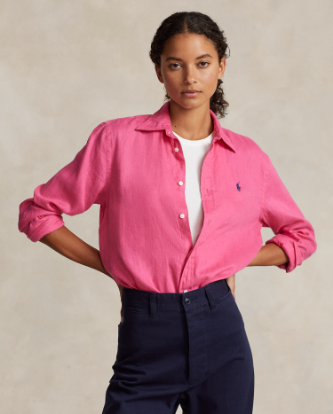 Classic Fit Linen Shirt in Pink Ralph Lauren HK