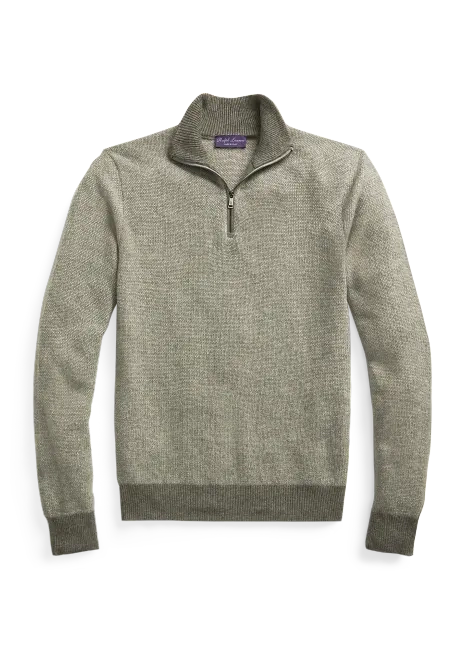 Ralph Lauren Cashmere Birdseye Quarter-Zip Sweater