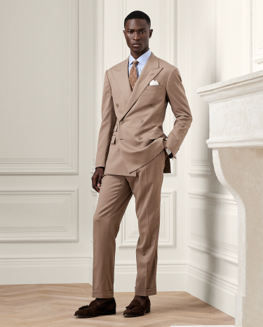 Kent Hand Tailored Wool Gabardine Suit in Taupe Ralph Lauren HK