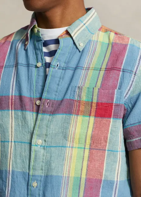 Ralph Lauren Classic Fit Plaid Linen-Cotton Shirt