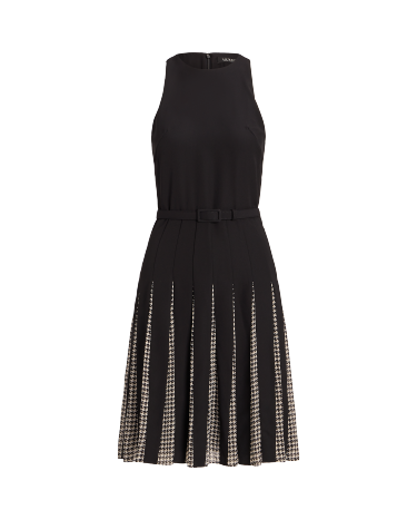 Belted Double Faced Georgette Dress in Black Ralph Lauren HK