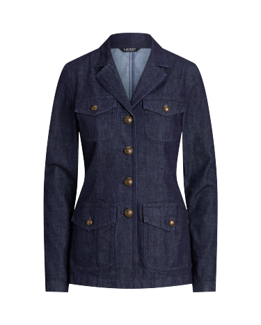 Womens blue jean blazer outlet