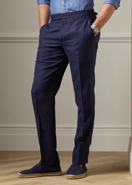 Ralph Lauren Gregory Hand-Tailored Silk-Linen Trouser
