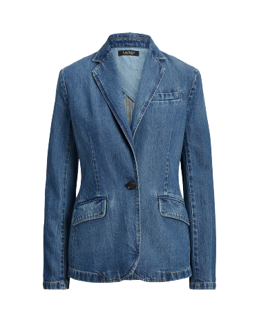 Denim blazer ladies discount