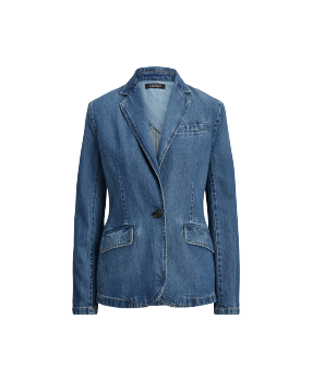 Womens blue jean blazer clearance