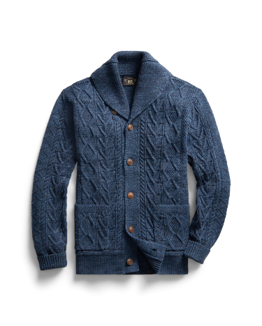 Navy aran cardigan hotsell