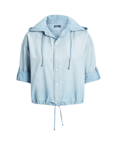 Drawstring Chambray Hooded Shirt in Chambray Ralph Lauren HK