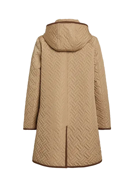 Ralph Lauren Corduroy-Trim Quilted Hooded Coat