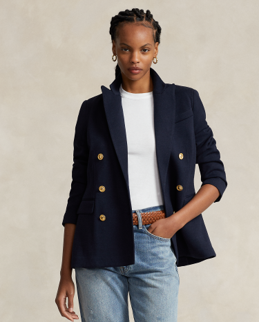 Double Breasted Knit Blazer in Navy Ralph Lauren HK