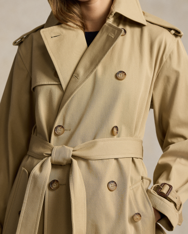 Double Breasted Twill Trench Coat in Camel Ralph Lauren HK