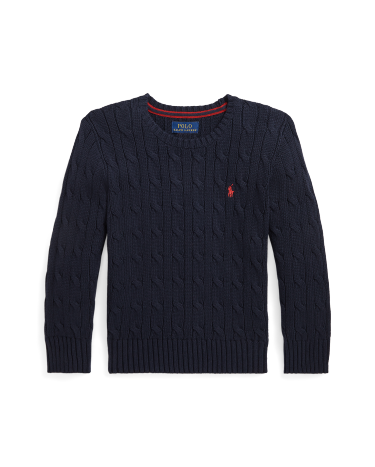 Cable Knit Cotton Sweater in Navy Ralph Lauren HK