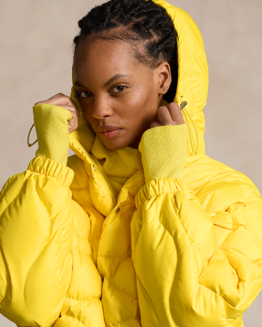 Quilted Hooded Down Jacket in Yellow Ralph Lauren HK