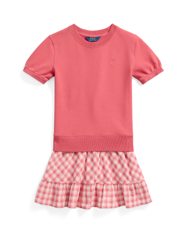 Plaid French Terry Sweatshirt Dress in Red Ralph Lauren HK