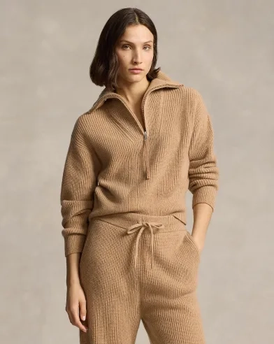 Cashmere-Wool Half-Zip Sweater