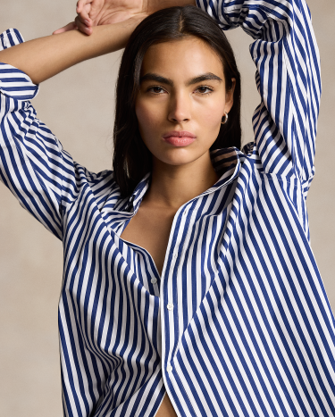Ralph lauren blue striped shirt womens 2025