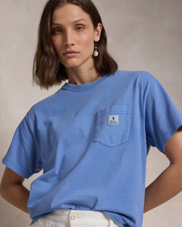 Cotton Jersey Pocket Tee in Blue Ralph Lauren HK