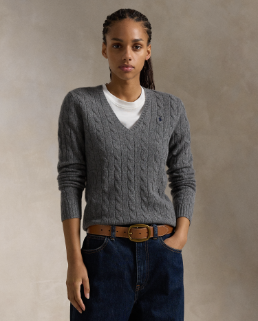 Ralph lauren grey v neck jumper clearance