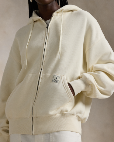 Fleece Full Zip Hoodie in White Ralph Lauren HK