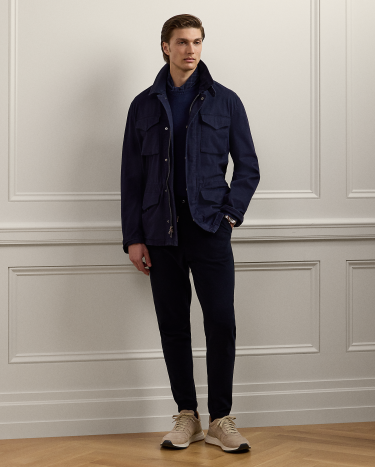 Twill hooded field jacket top