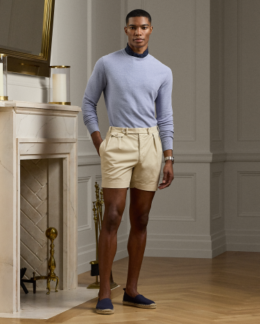 Pique Knit Silk Linen Sweater in Blue Ralph Lauren HK