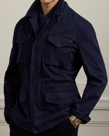 Twill hooded field jacket cheap