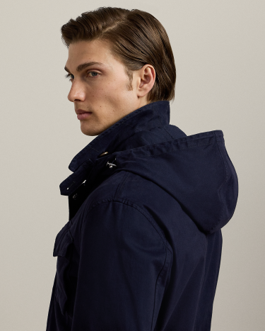 Twill hooded field jacket hot sale