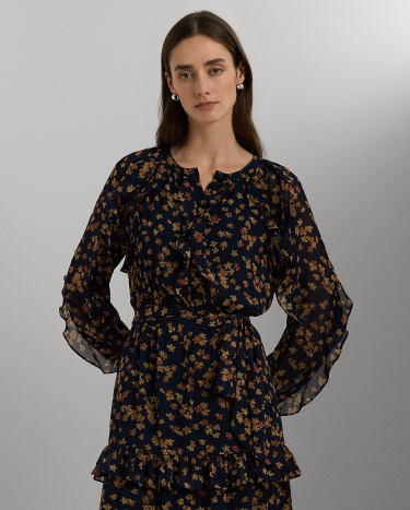 Ralph lauren ruffled georgette dress top