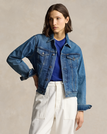 Flag Denim Trucker Jacket in Blue Ralph Lauren HK