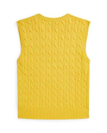 Cable Knit Cotton Sweater Vest in Yellow Ralph Lauren HK