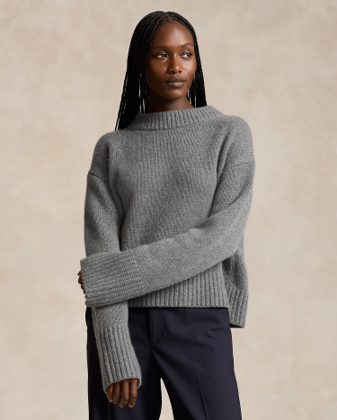 Grey mock neck sweater deals