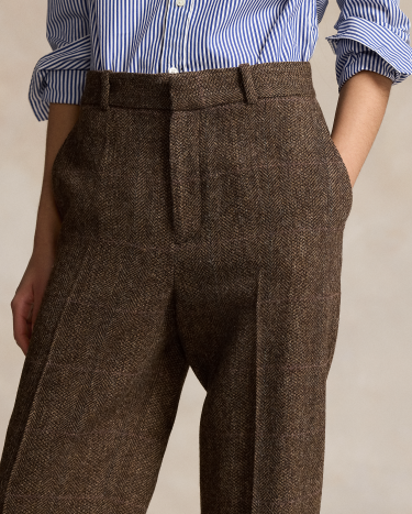 Wool Tweed Relaxed Straight Pant in Brown Ralph Lauren HK