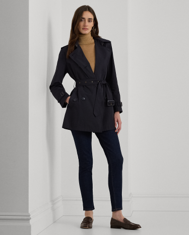 Oxford Double Breasted Short Trench Coat in Navy Ralph Lauren HK