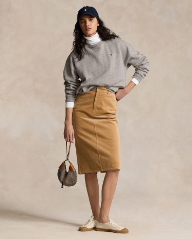 Corduroy Pencil Midi Skirt in Camel Ralph Lauren HK
