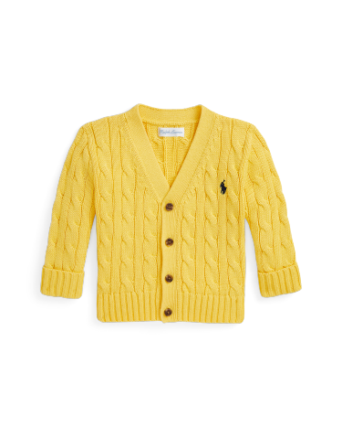 Yellow cable knit cardigan top