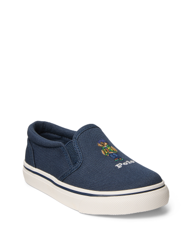 Keaton Polo Bear Canvas Slip On Sneaker in Navy Ralph Lauren HK