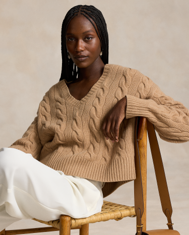 Camel v neck cashmere sweater clearance