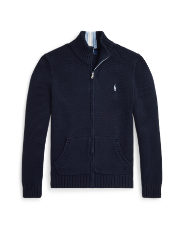 Ralph lauren cotton full zip sweater sales