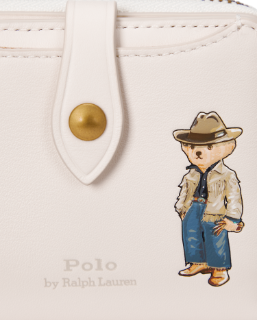 Polo Bear Leather Compact Wallet in White Ralph Lauren HK