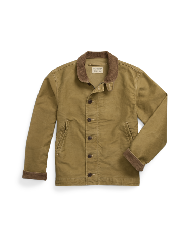 Corduroy Collar Cotton Deck Jacket in Khaki Ralph Lauren HK