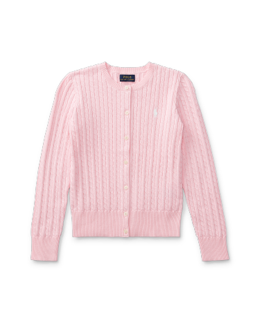 Mini Cable Cotton Cardigan in Pink Ralph Lauren HK