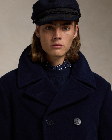 Wool Blend Twill Peacoat in Navy Ralph Lauren HK
