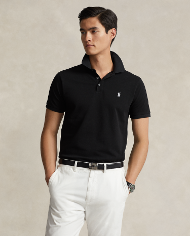 Slim fit mesh polo top