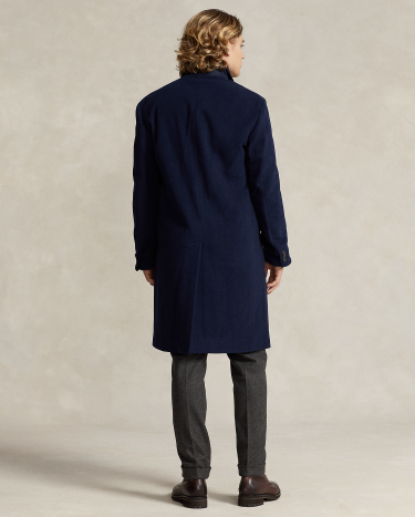 Wool Blend Twill Topcoat in Navy Ralph Lauren HK