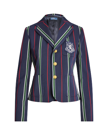 Striped Satin Cricket Blazer in Navy Ralph Lauren HK
