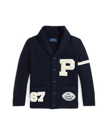 Ralph lauren cotton letterman cardigan shop