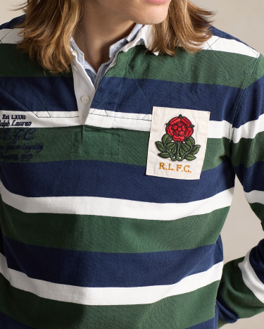 Classic Fit Striped Jersey Rugby Shirt in Green Ralph Lauren HK