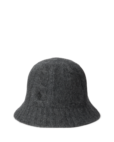 Cable Knit Wool Blend Bucket Hat in Charcoal Heather Ralph Lauren HK
